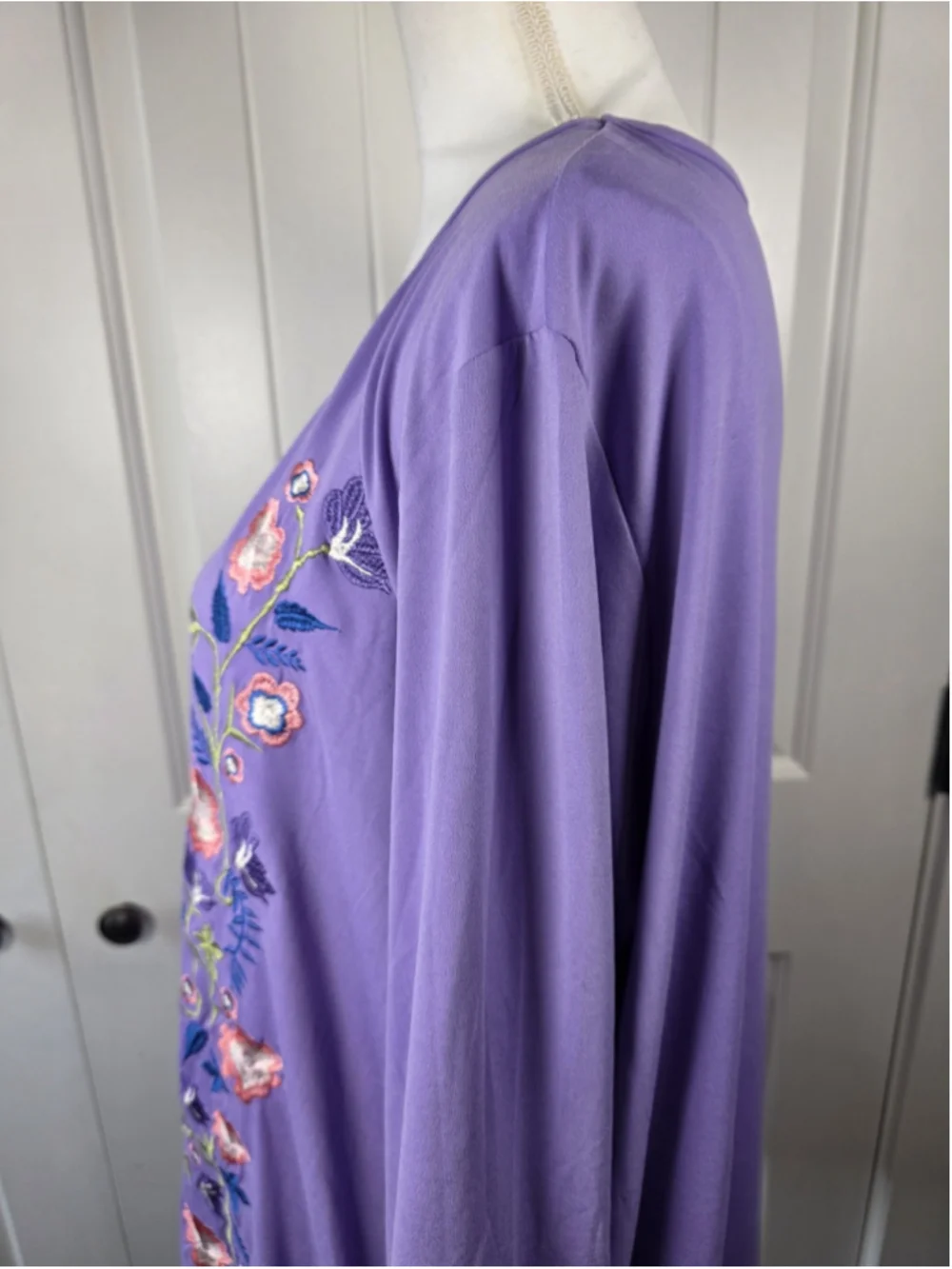 Anthony Original Sz 1X NWT 2 pc Purple Floral Embroidered Tunic Chiffon Skirt